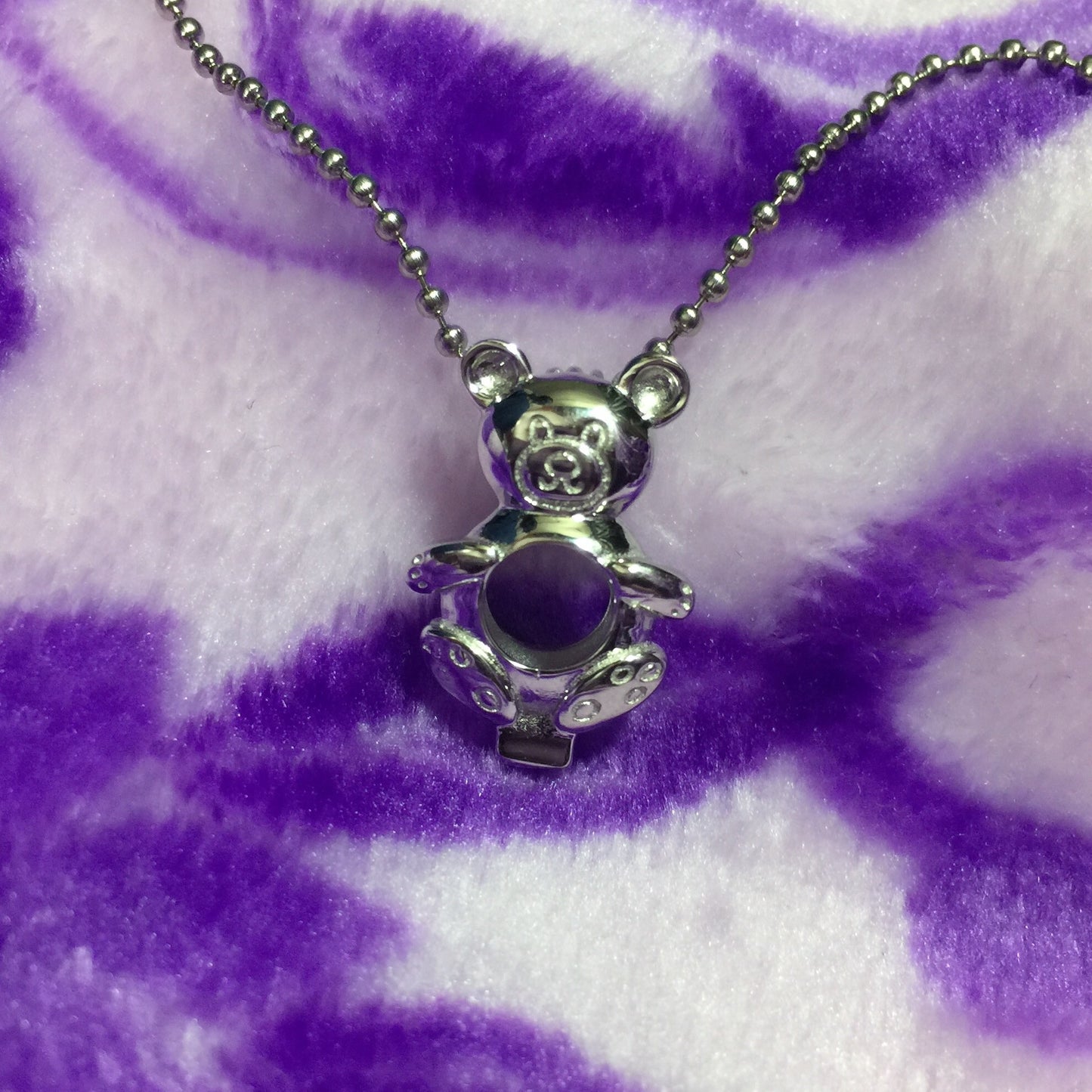 Teddy Bear Single-Pearl Cage Pendant (Silver plated)