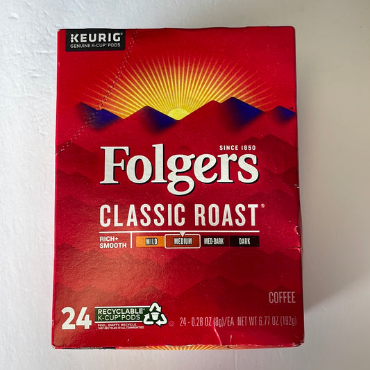 Folgers Classic Roast, Medium Roast Coffee, K-Cup Pods for Keurig K-Cup Brewers, 24-Count