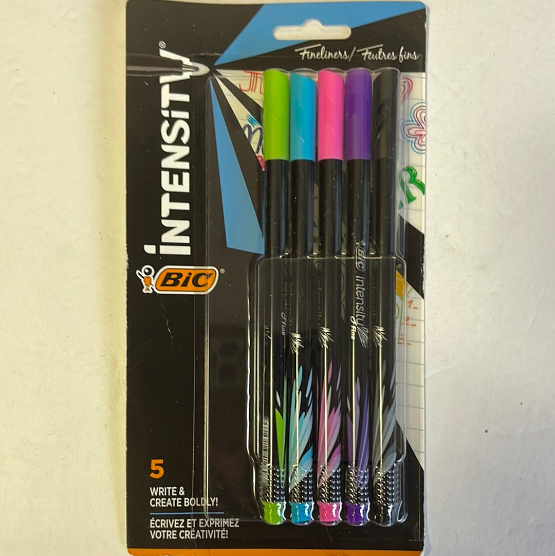 Bic Intensity Fineliner Marker Pen, 5 Ct