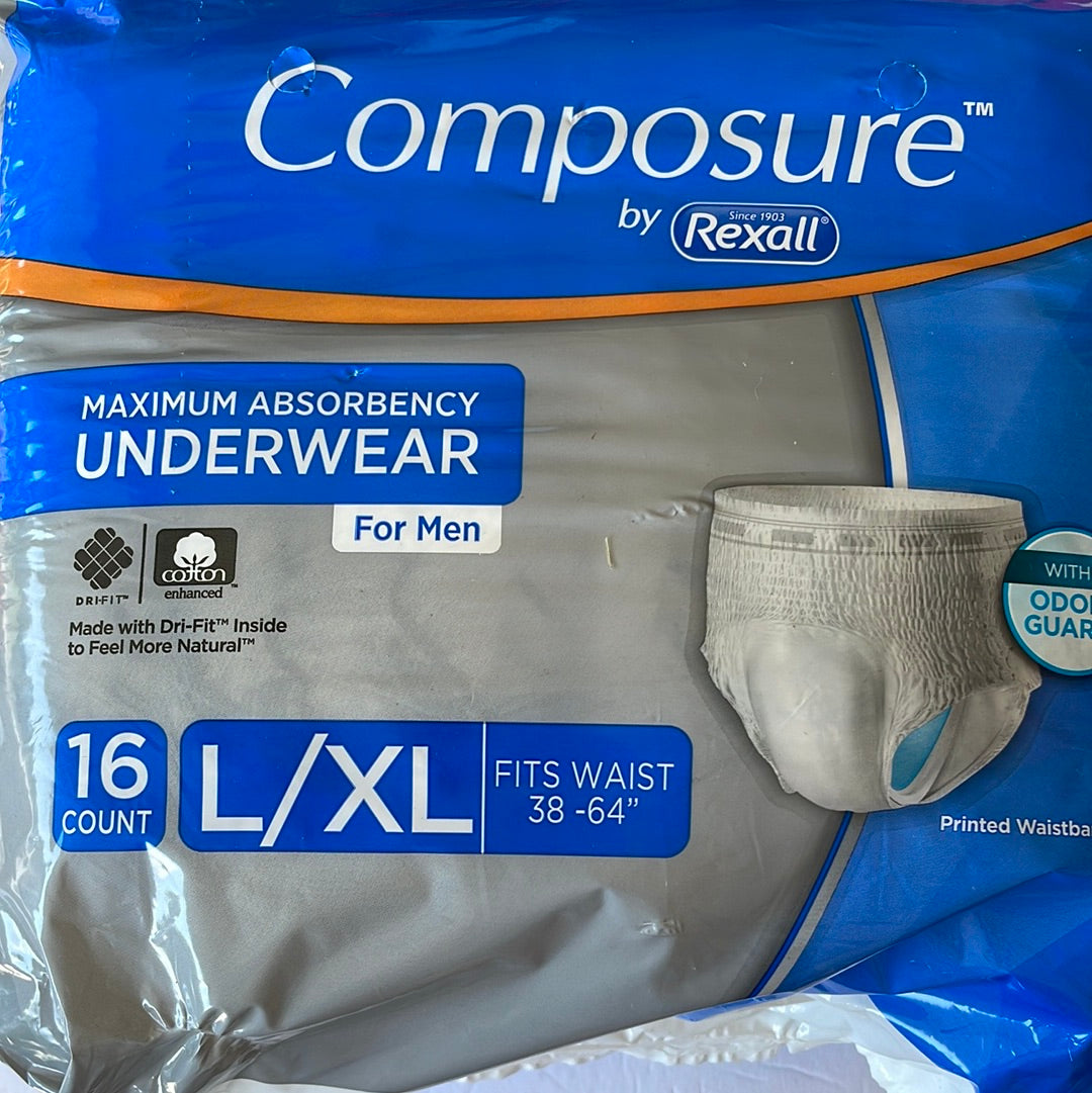 Composure By Rexall Maximum Absorbency Underwear For Men