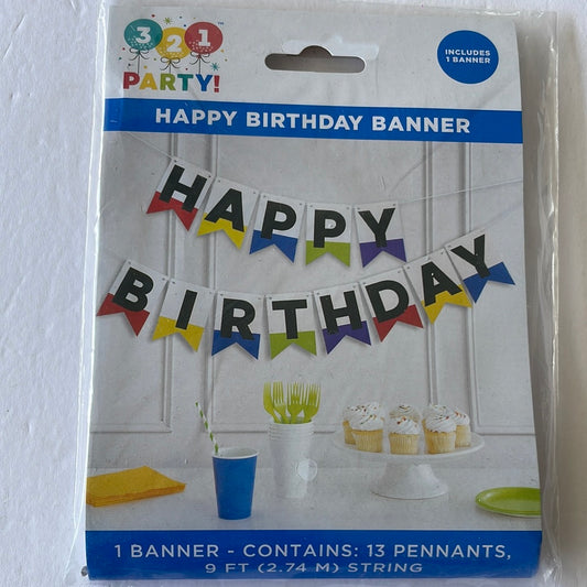 321 Party Happy Birthday Banner