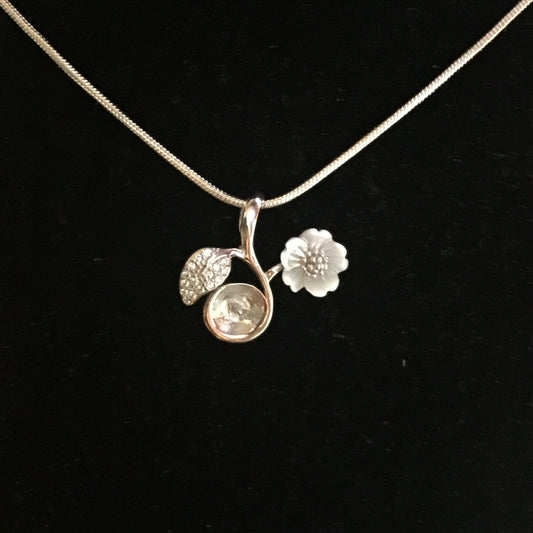 Apple Blossom Single-Pearl Pendant Mounting (Sterling silver)