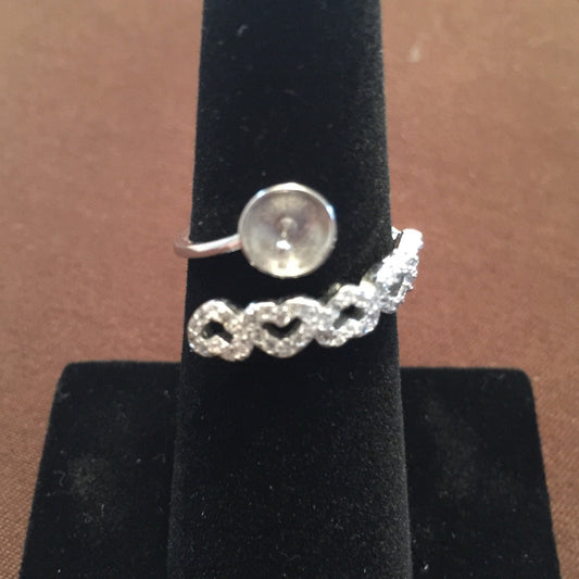 Row of Hearts Ring Mounting (Sterling silver)
