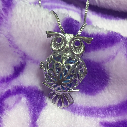 Mini-Owl Multi-Pearl Cage Pendant (Sterling Silver)