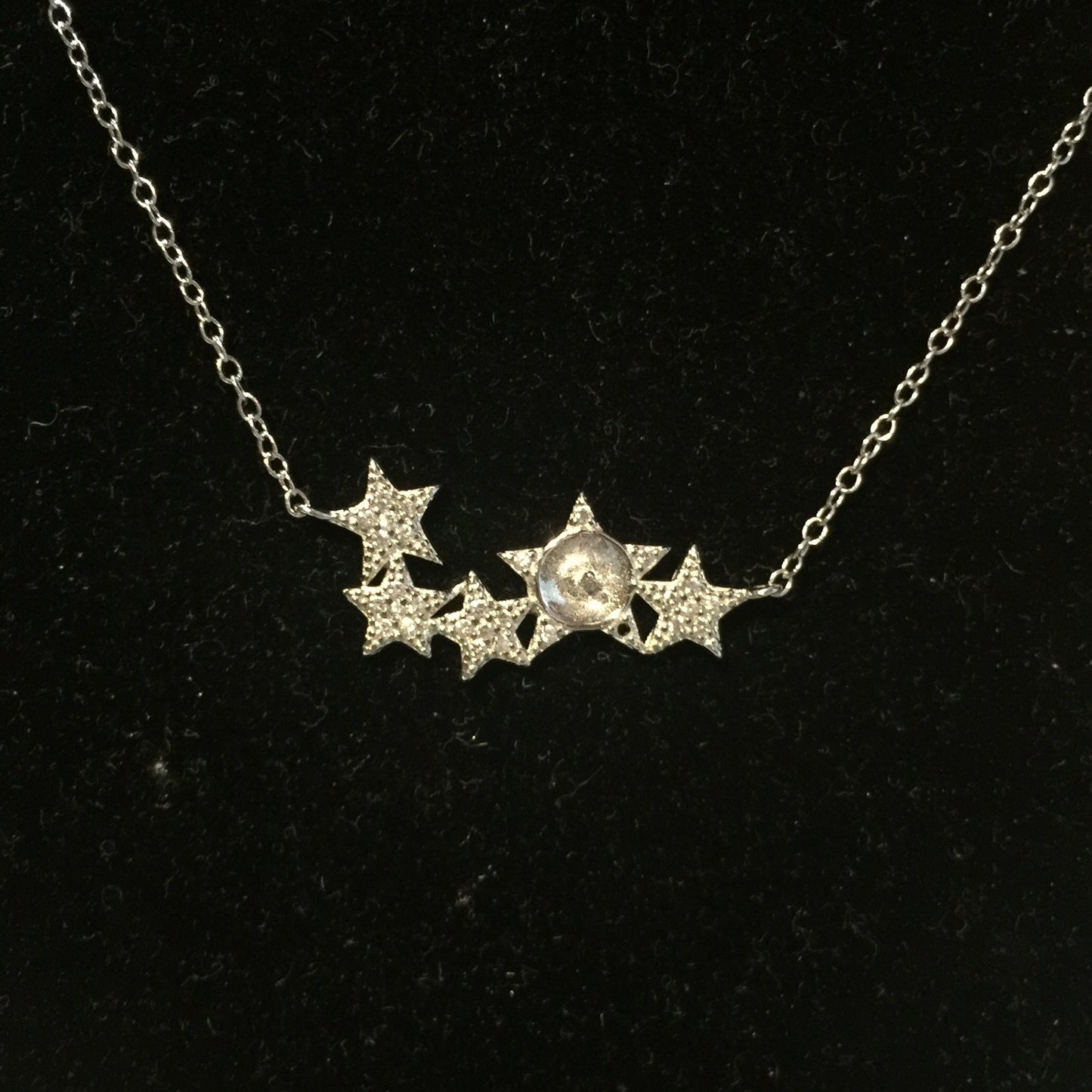 Star Cluster Single-Pearl Necklace Mounting (Sterling silver)