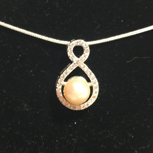 Infinity Single-Pearl Pendant Mounting (Sterling silver)