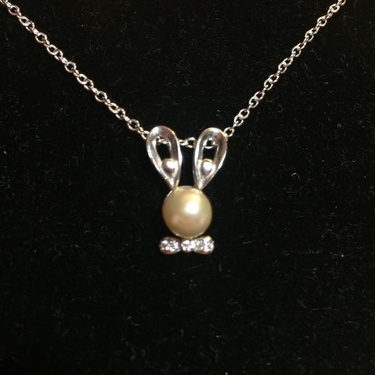 Rabbit Single-Pearl Pendant Mounting (Sterling silver)