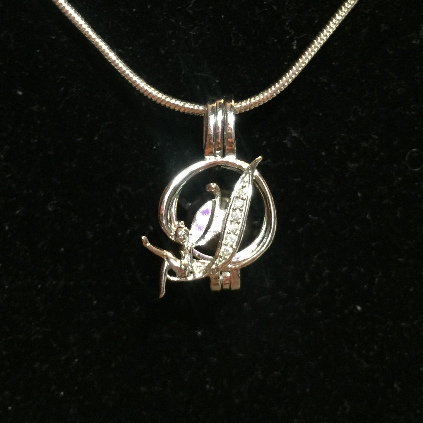 Tinkerbell Single-Pearl Cage Pendant (Sterling Silver)