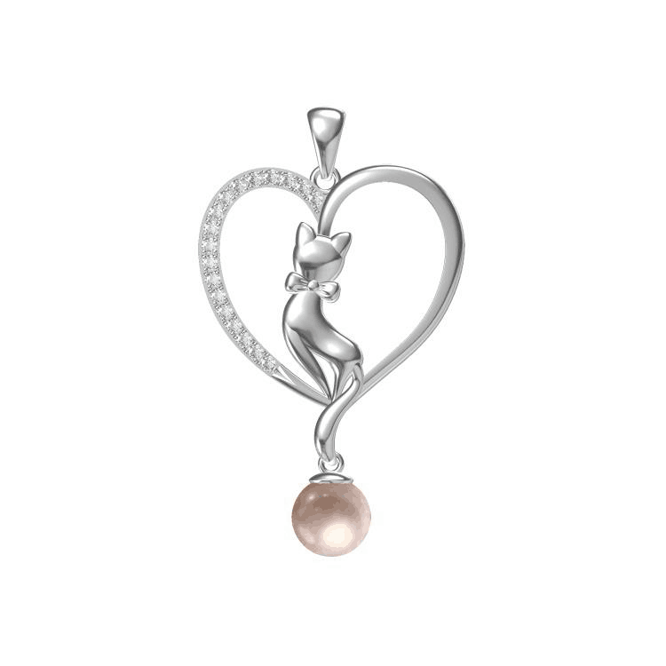 Sitting Pretty Kitty Single-Pearl Pendant Mounting (Sterling silver)