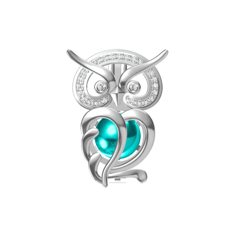 Owl Single-Pearl Cage Pendant (Sterling Silver)