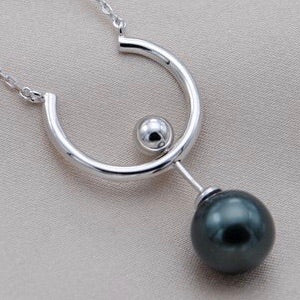 Swinging Barbell Single-Pearl Pendant Mounting (Sterling silver)