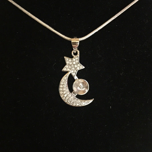 Moon and Star Single-Pearl Pendant Mounting (Sterling silver)