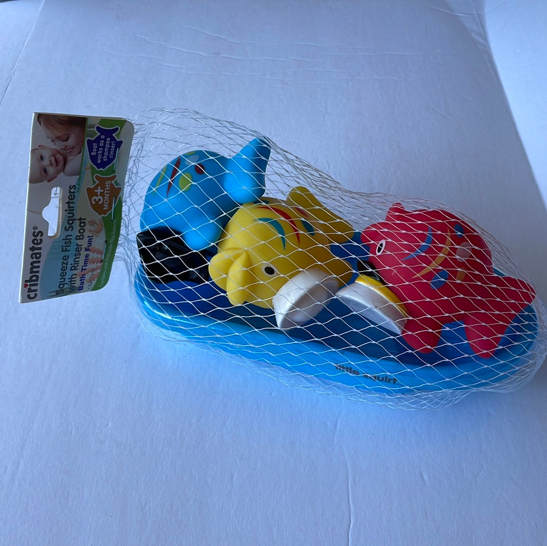 Cribmates Squeeze Fish Squirters with Rinser Boat Bath Time Fun