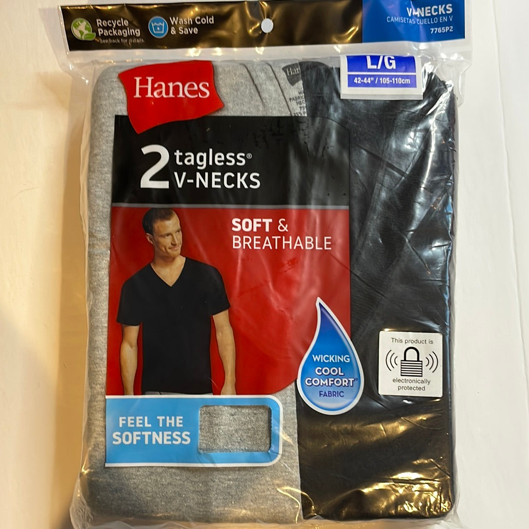 Mens, Hanes Tagless V-Neck Shirts