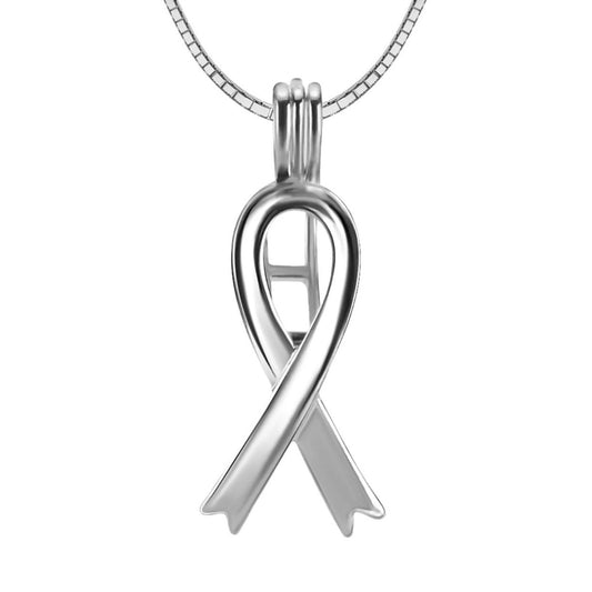 Ribbon Single-Pearl Cage Pendant (Sterling silver)