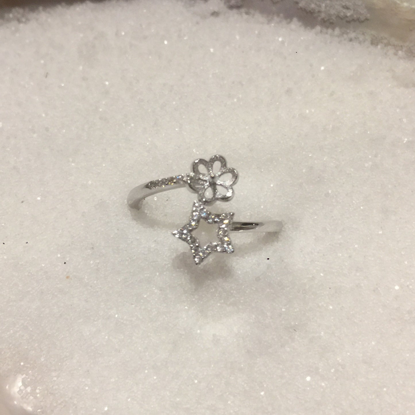 Star Single-Pearl Ring Mounting (Sterling silver)