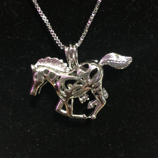 Galloping Horse Multi-Pearl Cage Pendant